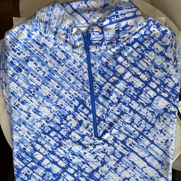 IBKUL Top Mock Neck Short sleeve Preppy Golf Tennis PickleBall Liz Denim Blue - Picture 10 of 11